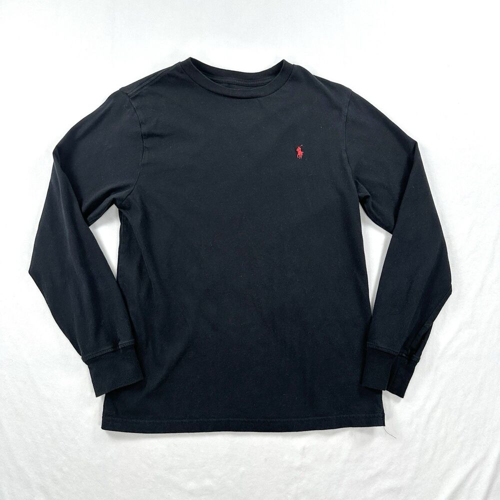 Polo Ralph Lauren Long Sleeve T-Shirt Mens Large Black Cotton Pony Logo
